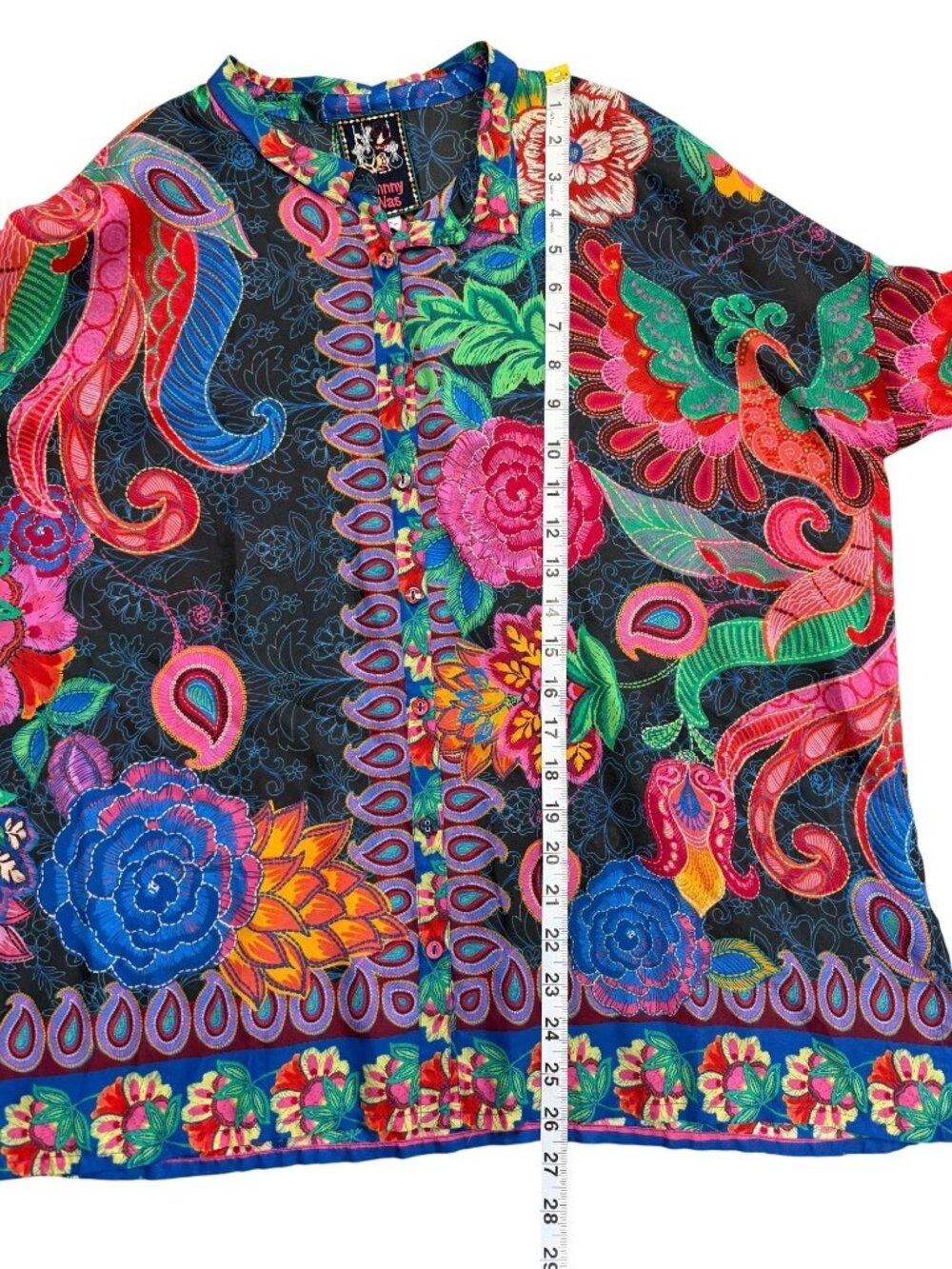 Johnny Was Womens Size S Audrey Oversize Blouse Silk Floral Button-Up $230 NEW - Picture 6 of 7
